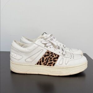 Jimmy Choo Cream Sneakers with Animal Print